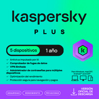 ESD KASPERSKY PLUS 5 DISP 3 CUENTAS KPM 1 AÑO