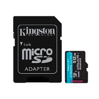 MEMORIA FLASH MICRO SD KINGSTON SDXC CANVAS GO PLUS 512GB 200MB/S UHS-I U3 V30 C/ADAPTADOR (SDCG4/512GB)