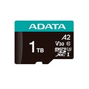 MEMORIA ADATA MICRO SDXC/SDHC 1TB UHS-I 100MB/85MB 4K CLASE 10 U3 V30 A2 C/ADAPTADOR AUSDX1TUI3V30SA2-RA1