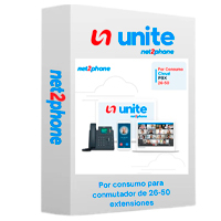 EXTENSION POR CONSUMO - NET2PHONE - PARA CONMUTADOR TELEFONICO EN LA NUBE UNITE DE 26 A 50 USUARIOS - LICENCIA POR USUARIO - RENTA MENSUAL MAS CONSUMO - ENTREGA ELECTRONICA