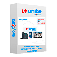 EXTENSION POR CONSUMO -NET2PHONE - PARA CONMUTADOR TELEFONICO EN LA NUBE UNITE DE 100 A 200 USUARIOS - LICENCIA POR USUARIO - RENTA MENSUAL MAS CONSUMO - ENTREGA ELECTRONICA