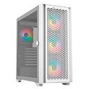 GABINETE GAMER BALAM RUSH / MEDIA TORRE / CARBONO TWIN MATE 7000 / ATX,MICRO-ATX, MINI-ATX / 4 VENTILADORES ARGB / PANEL IZQ CRISTA +  FRENTE INTERCAMBIABLES CRISTAL- MESH / BLANCO / BR-938808