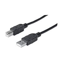 CABLE USB, MANHATTAN,306218, V2.0 A-B  0.9M, NEGRO