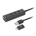 ADAPTADOR DE RED,MANHATTAN,180894, GB USB A/C +HUB 3 PTOS V3.0