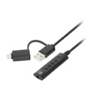 CONVERTIDOR USB, MANHATTAN,153560, 2.0 / USB-C A TARJETA SONIDO 3.5 MM, CABLE CON CONTROLES