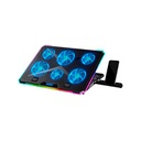 BASE ENFRIADORA BALAM RUSH EOLOX FREEZ EF707 / 17 PULG / 6 VENTILADORES / 2X USB / PANTALLA LCD / AJUSTABLE 8 NIVELES / ILUMINACION RGB / ANTIDERRAPANTE / NEGRO / BR-937429