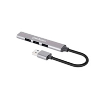 HUB USB,MANHATTAN,168427, V2.0  3 PTOS Y V3.0 1 PTO, ALUMINIO GRIS ESPACIAL