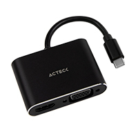 ADAPTADOR ACTECK SHIFT PLUS AV420 / USB C - HDMI VGA / 4K / 10 CM / NEGRO / AC-934657