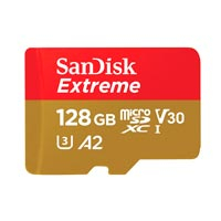 MEMORIA SANDISK MICRO SDXC 128GB EXTREME 190MB/S 4K CLASE 10 A2 V30 C/ADAPTADOR SDSQXAA-128G-GN6MA