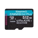 MEMORIA FLASH MICRO SD KINGSTON SDXC CANVAS GO PLUS 512GB 170R UHS-I U3 V30 C/ADAPTADOR SDCG3/512GB