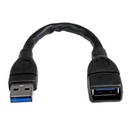 CABLE DE 15CM EXTENSOR USB 3.0 - ALARGADOR USB 3.0 SUPERSPEED NEGRO - STARTECH.COM MOD. USB3EXT6INBK