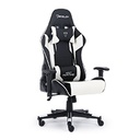 SILLA OCELOT GAMING OSB-04 / VINIPIEL / BASE NYLON AJUSTABLE / DESCANSABRAZOS 2D / PISTON CLASE 4 / RECLINABLE 90-155 GRADOS / HASTA 150KG / COJINES LUMBAR Y CERVICAL / COLOR NEGRO CON BLANCO