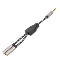 ADAPTADOR,MANHATTAN,356114, AUDIO 3.5MM 1 M A 2 H, 15CM, CONECTA DOS AUDIFONOS A UN JACK DE 3.5MM, ALUMINIO, NEGRO / P