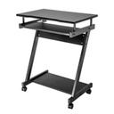 ESCRITORIO,MANHATTAN,207690, COMPACTO NEGRO CON RUEDAS Y BANDEJA PARA TECLADO, REPISA INFERIOR PARA CPU