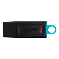 MEMORIA FLASH USB KINGSTON DATA TRAVELER EXODIA 64GB GEN 1 3.2 TIPO A NEGRO C/ANILLO AZUL OCEAN (DTX/64GB)