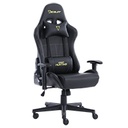 SILLA OCELOT GAMING OGS-01 / VINIPIEL / BASE NYLON AJUSTABLE / DESCANSABRAZOS 2D / PISTON CLASE 4 / RECLINABLE 90-155 GRADOS / HASTA 150KG / COJINES LUMBAR Y CERVICAL / COLOR NEGRO