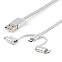 Cable Trenzado de 1M USB a Lightning Usb-C y Micro USB - Cable