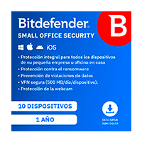 ESD BITDEFENDER SMALL OFFICE SECURITY, 10 PC + 1 SERVIDOR + 1 CONSOLA CLOUD, 1 AÑO (ENTREGA ELECTRONICA)