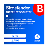 ESD BITDEFENDER INTERNET SECURITY / 5 USUARIOS / 1 AÑO (ENTREGA ELECTRONICA)