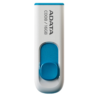Memoria ADATA 16GB USB 2.0 C008 Retractil Blanco-Azul (AC008-16G-RWE)