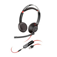DIADEMA HP POLY 8X231AA BLACKWIRE C5220/ ALAMBRICA BINAURAL USB-A USB-C 3,5MM MICROFONO CANCELACION DE RUIDO ALMOHADILLAS DE VINIPIEL CONTROL DE LLAMADAS COLOR NEGRO CON NARANJA