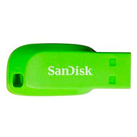 Memoria SanDisk 16GB USB 2.0 Cruzer Blade Z50 Electric Green