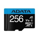 MEMORIA ADATA MICRO SDHC/SDXC 256GB UHS-I 100MB/25MB CLASE 10 V10 A1 C/ADAPTADOR AUSDX256GUICL10A1-RA1