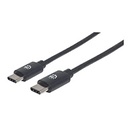 CABLE USB,MANHATTAN,354882,-C V2.0, C-C 3M NEGRO  60W, 480MB