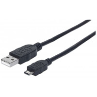 CABLE USB,MANHATTAN,325684, V2 A-MICRO B, BOLSA PVC 3.0M NEGRO