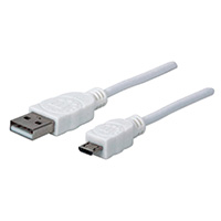 CABLE USB,MANHATTAN,323897, V2 A-MICRO B, BOLSA PVC 1.0M BLANCO