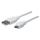 CABLE USB,MANHATTAN,323897, V2 A-MICRO B, BOLSA PVC 1.0M BLANCO