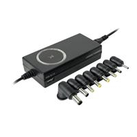 CARGADOR UNIVERSAL INTELIGENTE CON PUNTAS INTERCAMBIABLES Y PUERTO USB PERFECT CHOICE - NEGRO