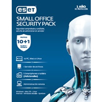 ESET SMALL OFFICE SECURITY, 10 LICENCIAS PCS 1 LICENCIA PARA SERVER WINDOWS CONSOLA LOCAL, 1 AÑO DE VIGENCIA CAJA