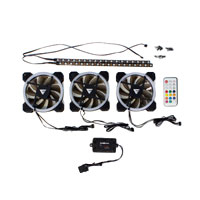 KIT VENTILADORES GAME FACTOR FKG400, 3 FANS 120MM, RGB, 2 TIRAS LED, CONTROL REMOTO