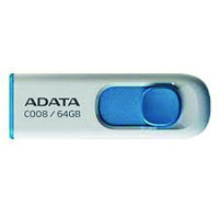 Memoria ADATA 64GB USB 2.0 C008 Retractil Blanco-Azul (AC008-64G-RWE)
