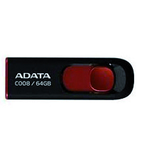 Memoria ADATA 64GB USB 2.0 C008 Retractil Negro-Rojo ( AC008-64G-RKD)