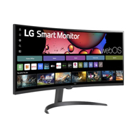 MONITOR LG SMART 34SR60QC-B CURVO WQHD WEBOS 34 PULG,PANEL VA,100HZ,3440X1440,21:9,SRGB 99%,1800R,300CD/M2,TR5MS,3000:1,HDR10,USB,HDMI,RJ-45,BLUETOOTH,ALTAVOZ 7WX2,AIRPLAY2,SCREEN SHARE,VESA100X100