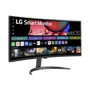 MONITOR LG SMART 34SR60QC-B CURVO WQHD WEBOS 34 PULG,PANEL VA,100HZ,3440X1440,21:9,SRGB 99%,1800R,300CD/M2,TR5MS,3000:1,HDR10,USB,HDMI,RJ-45,BLUETOOTH,ALTAVOZ 7WX2,AIRPLAY2,SCREEN SHARE,VESA100X100