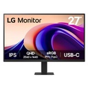 MONITOR PC LG 27U631A-B QHD 27 PULG,USB-C,100HZ,PANEL IPS,2560X1440,16:9,SRGB 99%,250CD/M2,TR5MS,CONTR 1000:1,HDR10,HDMI,DYNAMIC ACTION SYNC,BLACK STABILIZER,FLICKER SAFE,MODO LECTOR,VESA100X100