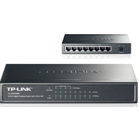 SWITCH | TP-LINK | TL-SG1008P | 8 PUERTOS RJ45 GIGABIT 10/100/1000 NO ADMINISTRABLE CON 4 PUERTOS POE IEEE 802.3AF HASTA 15.4W C/U PARA ESCRITORIO