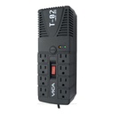 REGULADOR ELECTRONICO DE VOLTAJE VICA T-02 1200VA / 700W, 8 TOMAS NEMA 5-15R REGULADAS Y CON SUPRESOR DE PICOS, PUERTO RJ11, 5 AÑOS DE GARANTIA