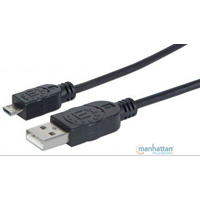 CABLE USB,MANHATTAN,307178, V2 A-MICRO B, BOLSA PVC 1.8M NEGRO