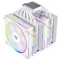 ENFRIAMIENTO DE AIRE GAMER BALAM RUSH HELIUX PRO HEX75 / DISPLAY PARA MONITOREO DE TEMPERATURA + RGB / 6 PIPAS / TDP 270 W / COMPATIBILIDAD AMD + INTEL  / BLANCO / BR-941952