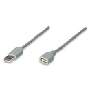 CABLE USB,MANHATTAN,317238, EXTENSION 3.0M, GRIS