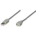 CABLE USB,MANHATTAN,165211, EXTENSION 1.8M, GRIS