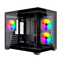 GABINETE GAMER BALAM RUSH TANK CORE PRO GI925 / MINI TORRE / MICRO-ATX, MINI ITX / INCLUYE 3 VENTILADORES ARGB 120 MM / CRISTAL TEMPLADO / NEGRO / BR-943840