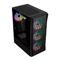 GABINETE GAMER BALAM RUSH DRAGONFLY HEX GM560 / MEDIA TORRE / ATX, MICRO-ATX, MINI ITX / INCLUYE 4 VENTILADORES ARGB 120 MM / CRISTAL TEMPLADO / NEGRO / BR-943963