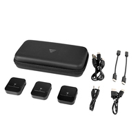 KIT 2 MICRFONOS LAVALIER / GAME FACTOR / MCL650 USB C, 2.4GHZ, ULTRA BAJA LAT, CANC DE RUIDO, NEGRO.