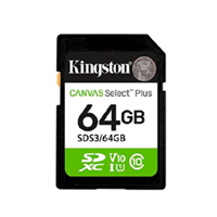 MEMORIA FLASH SD KINGSTON SDXC CANVAS SELECT 64GB 100MB/S C10 UHS-I U1 V10 (SDS3/64GB)