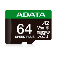 MEMORIA ADATA MICROSDXC SPEED PLUS 64GB CL10 CON ADAPTADOR UD64GUI3V30A2SP-RA1